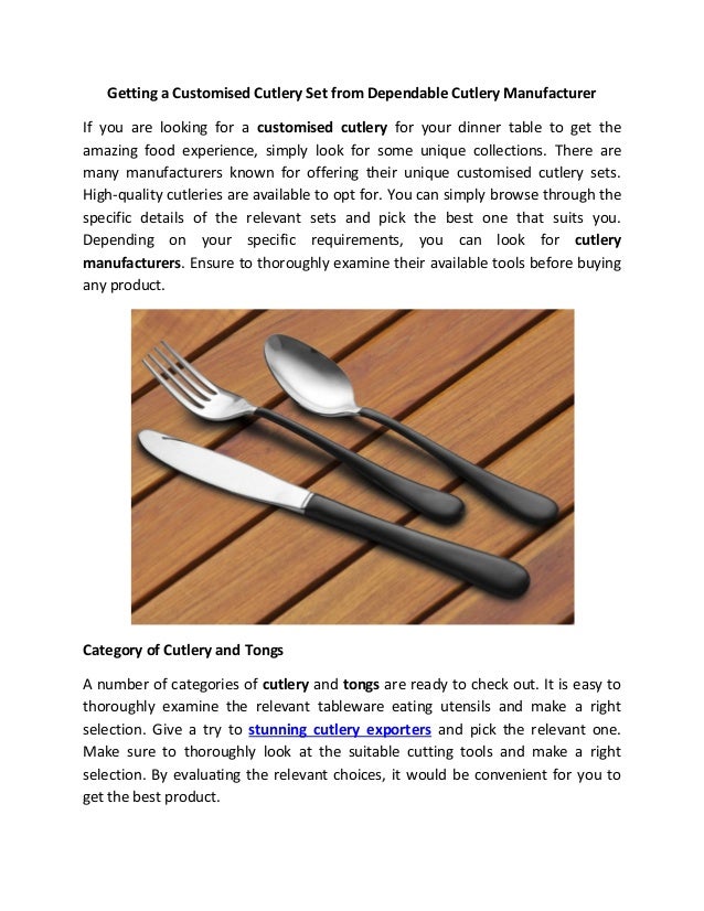 Getting a Customised Cutlery Set from Dependable Cutlery Manufacturer