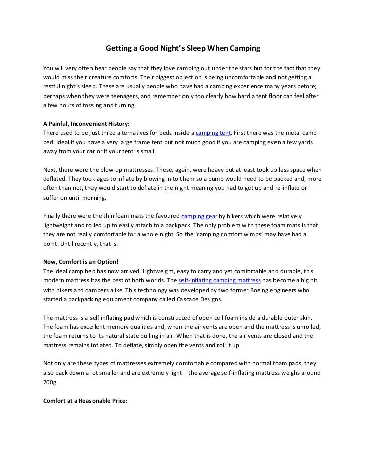 small self inflating mattress