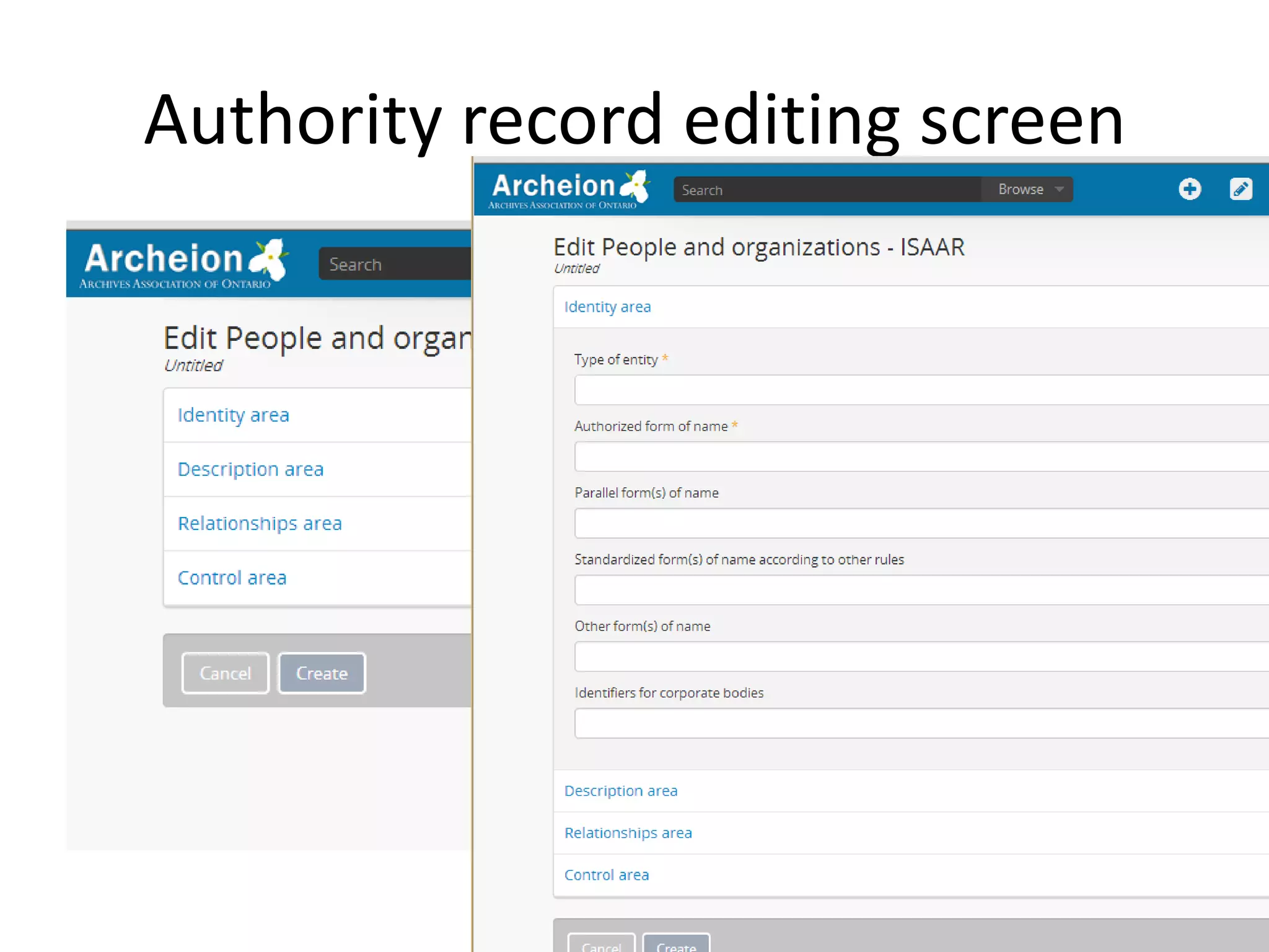 Authority record editing screen

 