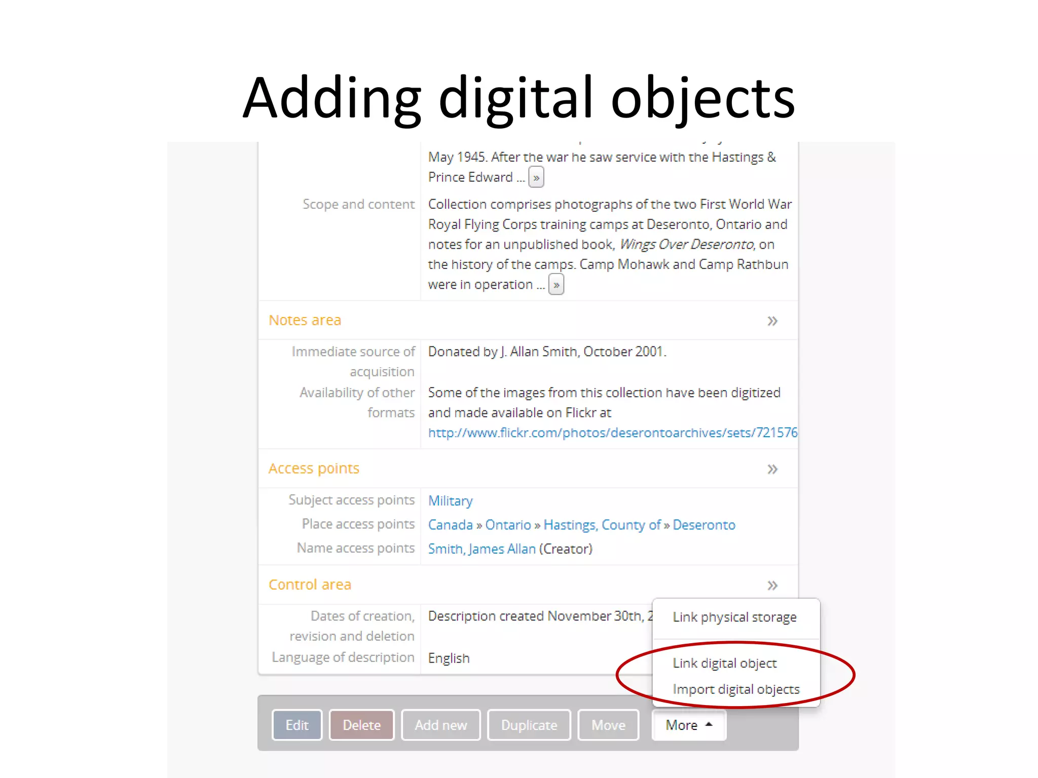 Adding digital objects

 