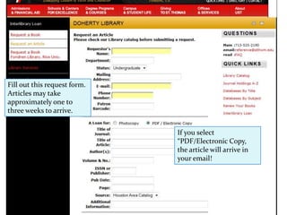 Usually, your article will be the first result. Click “Get
Full Text @ UST” to access article full text.



                     The link, “No Full Text Available,” lets you access
                     Interlibrary Loan, and may show a list of other
                     recommended articles.
 