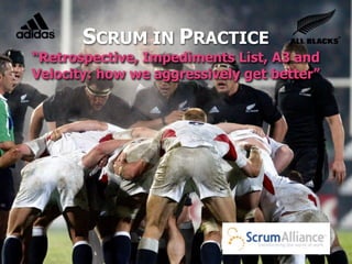 SCRUM IN PRACTICE
“Retrospective, Impediments List, A3 and
Velocity: how we aggressively get better”
 