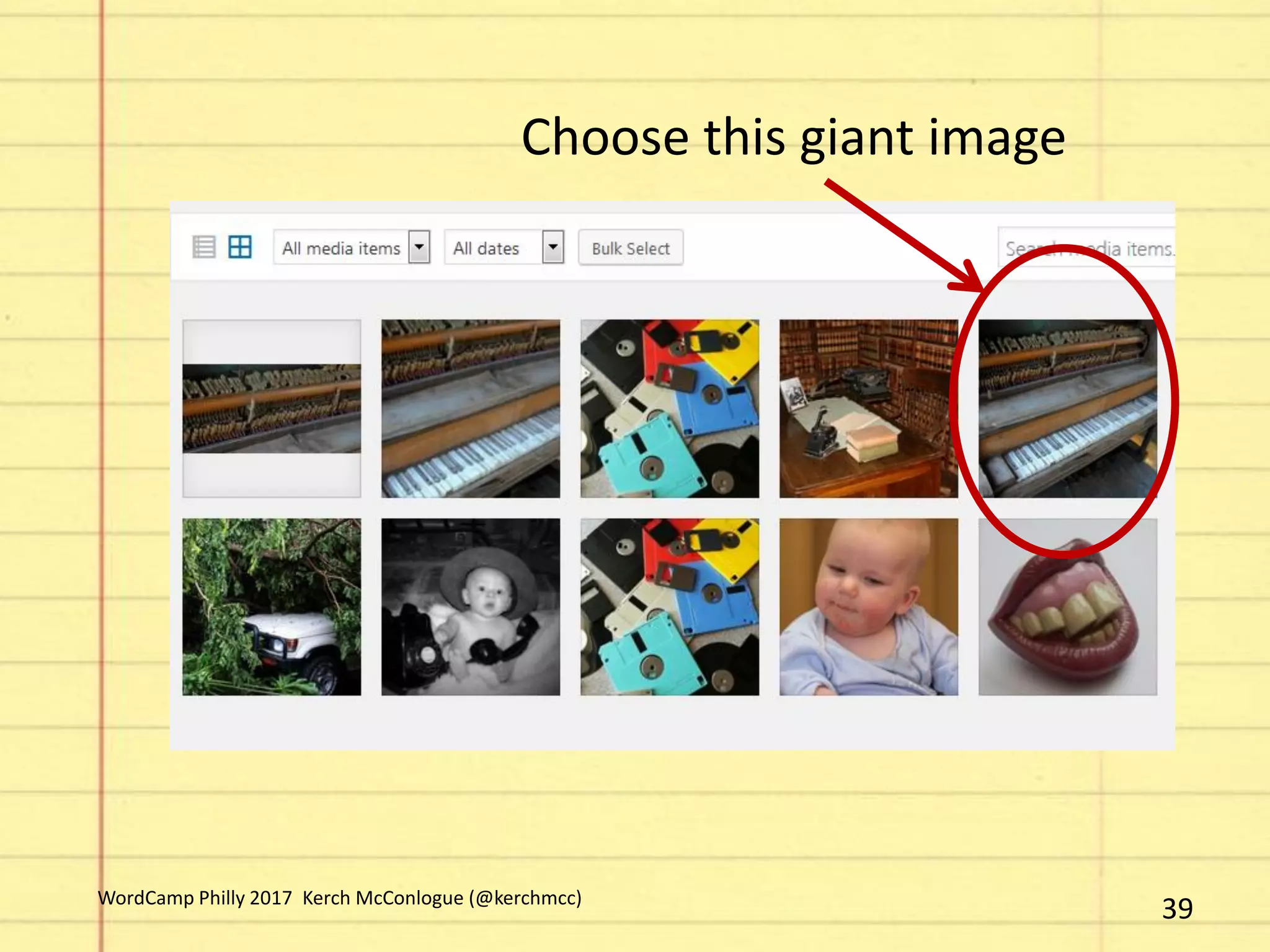 Choose this giant image
39WordCamp Philly 2017 Kerch McConlogue (@kerchmcc)
 