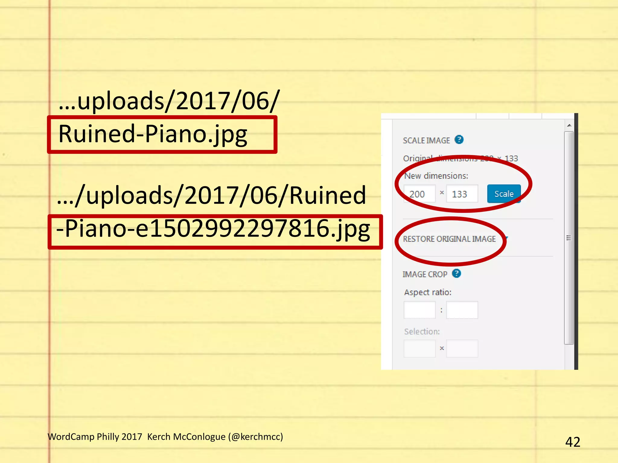 42
…uploads/2017/06/
Ruined-Piano.jpg
…/uploads/2017/06/Ruined
-Piano-e1502992297816.jpg
WordCamp Philly 2017 Kerch McConlogue (@kerchmcc)
 