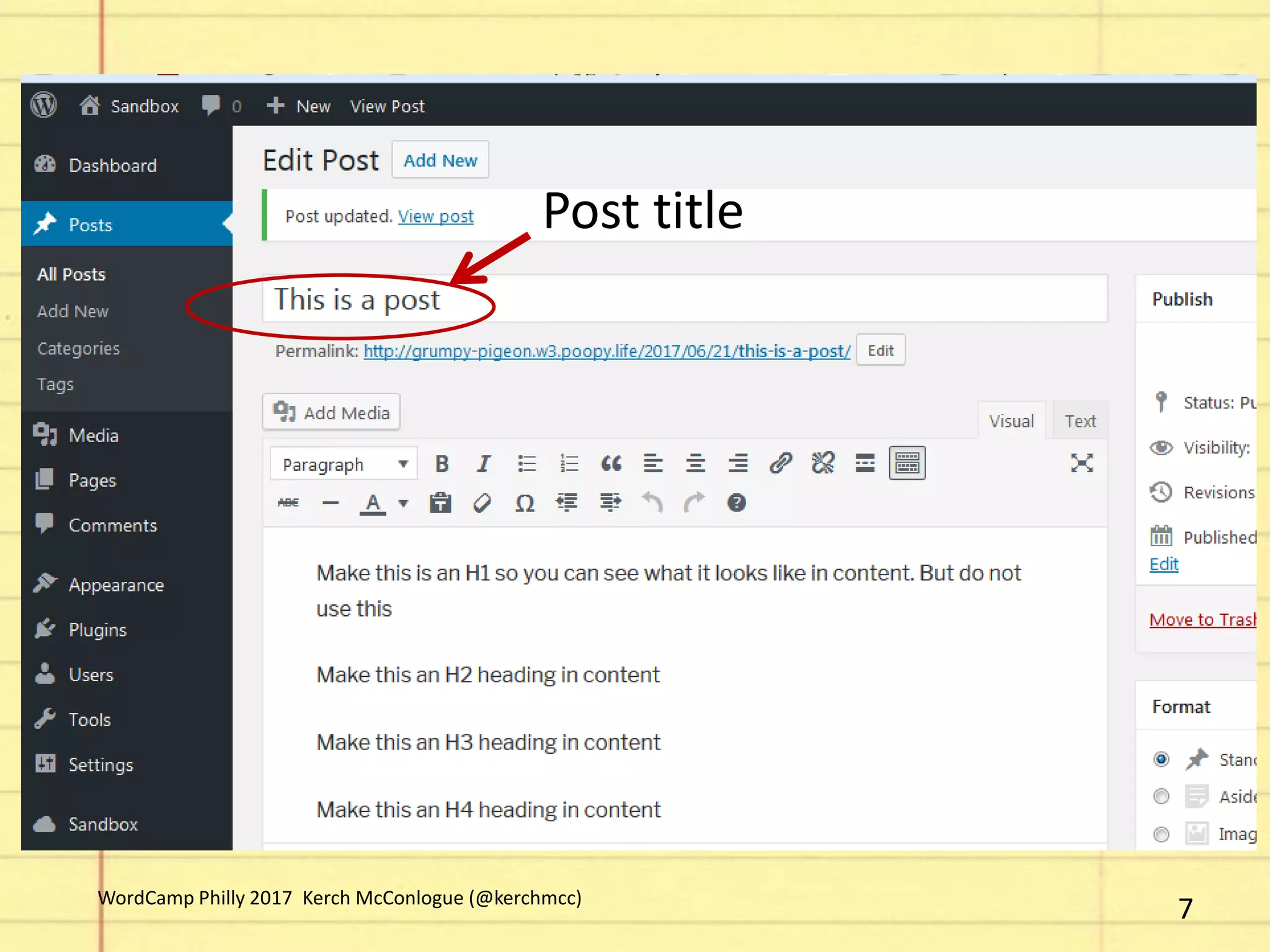 Post title
7WordCamp Philly 2017 Kerch McConlogue (@kerchmcc)
 