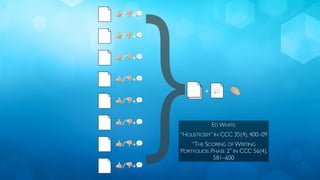 }
!/"+💬
!/"+💬
!/"+💬
!/"+💬
!/"+💬
!/"+💬
!/"+💬
!/"+💬
+ 💬 $
ED WHITE:
“HOLISTICISM” IN CCC 35(4), 400–09
“THE SCORING OF WRITING
PORTFOLIOS: PHASE 2” IN CCC 56(4),
581–600
 