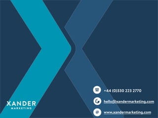 +44 (0)330 223 2770
hello@xandermarketing.com 
www.xandermarketing.com 
 