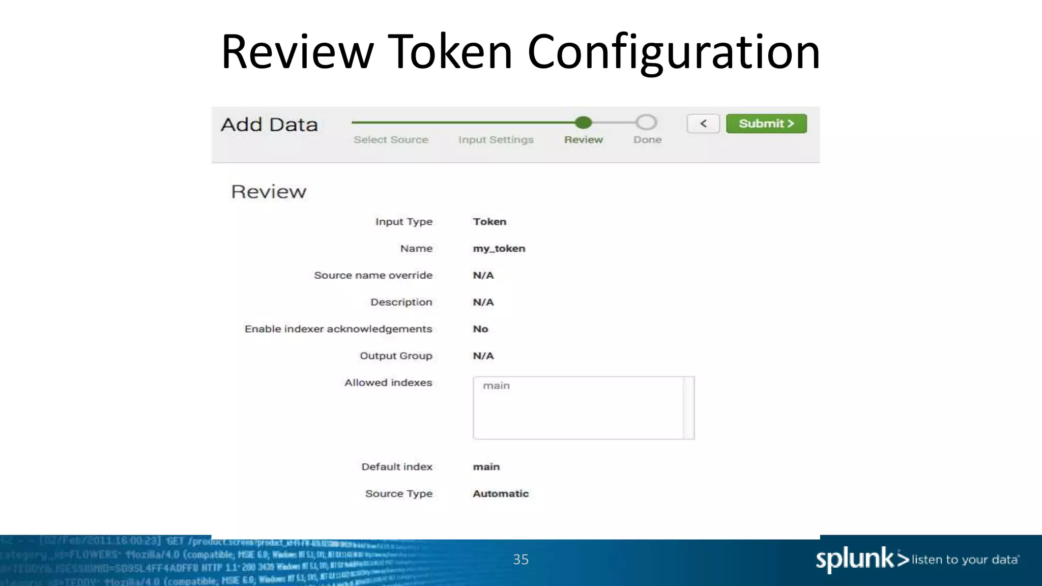 Review Token Configuration 35 