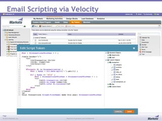 Page
© 2013 Marketo, Inc. Marketo Proprietary and Confidential
Email Scripting via Velocity
 