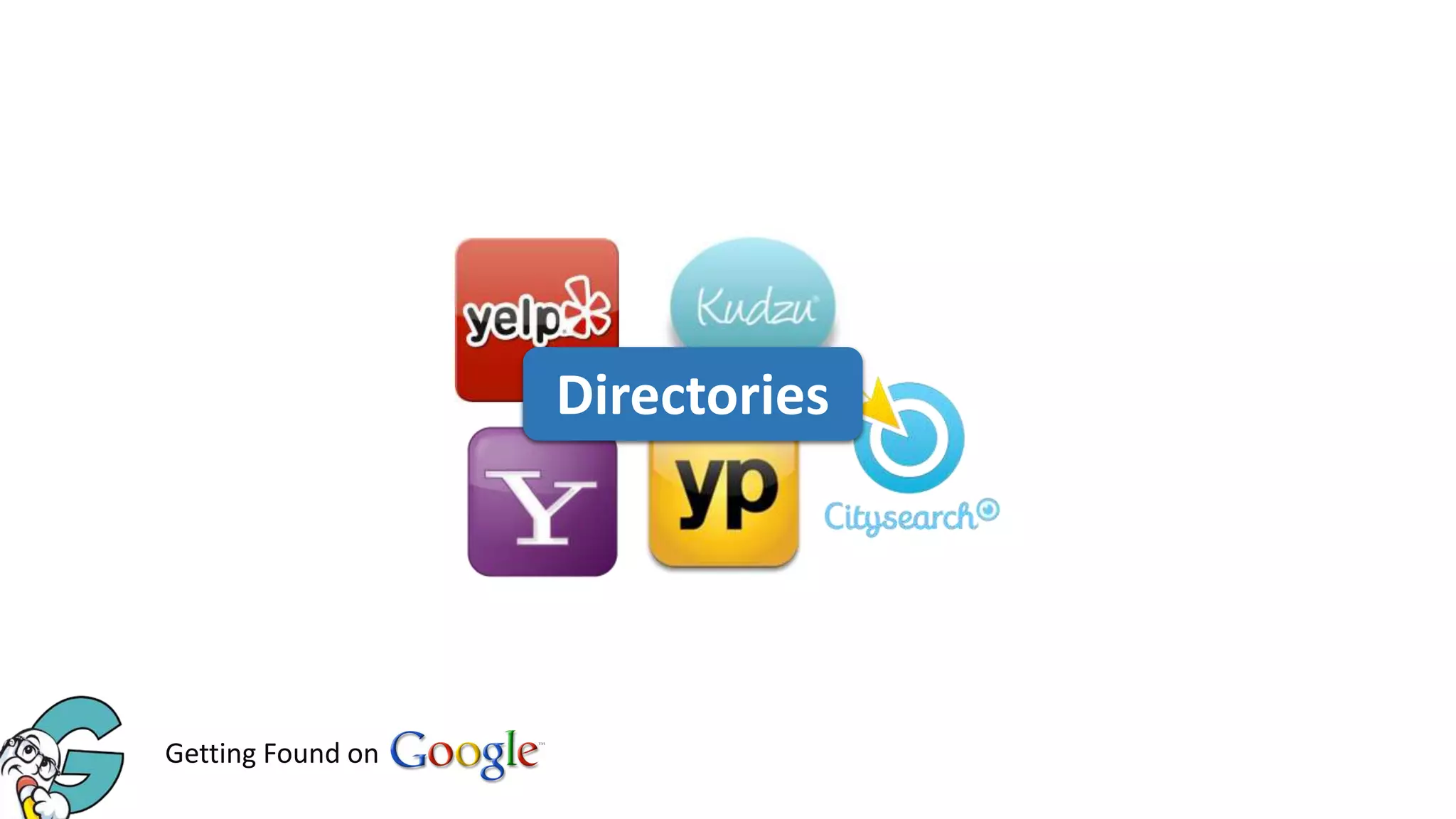 Directories

Getting Found on

 