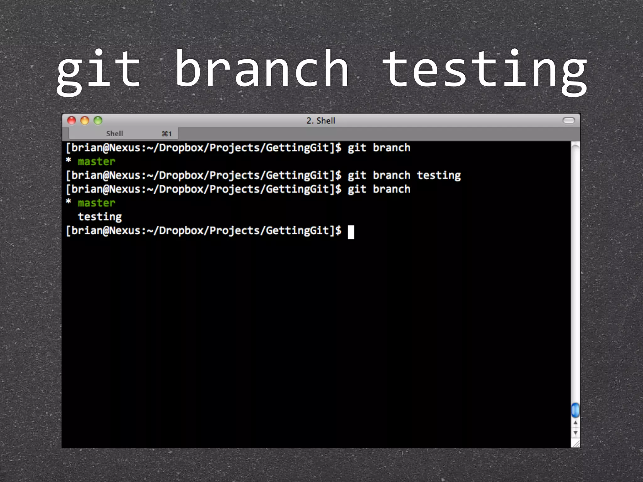 git branch testing
 