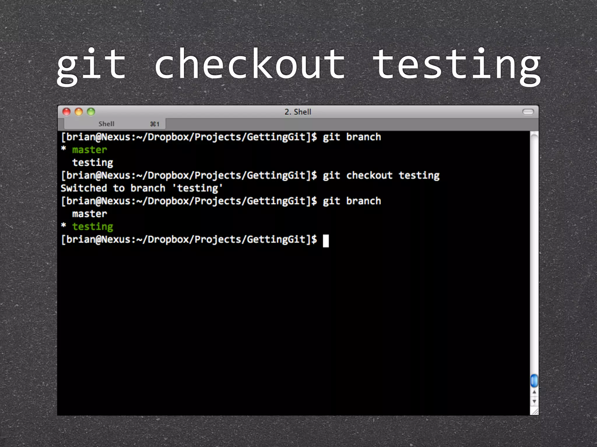 git checkout testing
 
