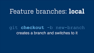 Let’s talk about merge strategies! 
git has breadth of choice on 
how to merge changes! 
resolve recursive octopus 
ours subtree yours? 
 