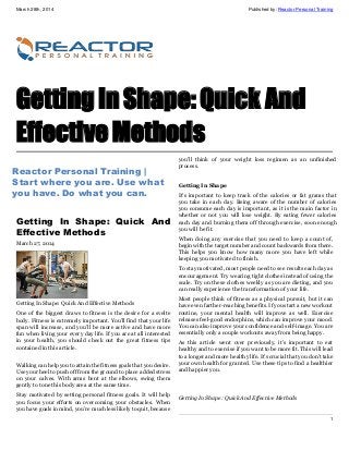 Getting In Shape: Quick And Effective Methods