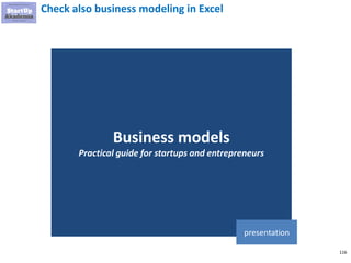 116
Check also business modeling in Excel
Business models
Practical guide for startups and entrepreneurs
presentation
 