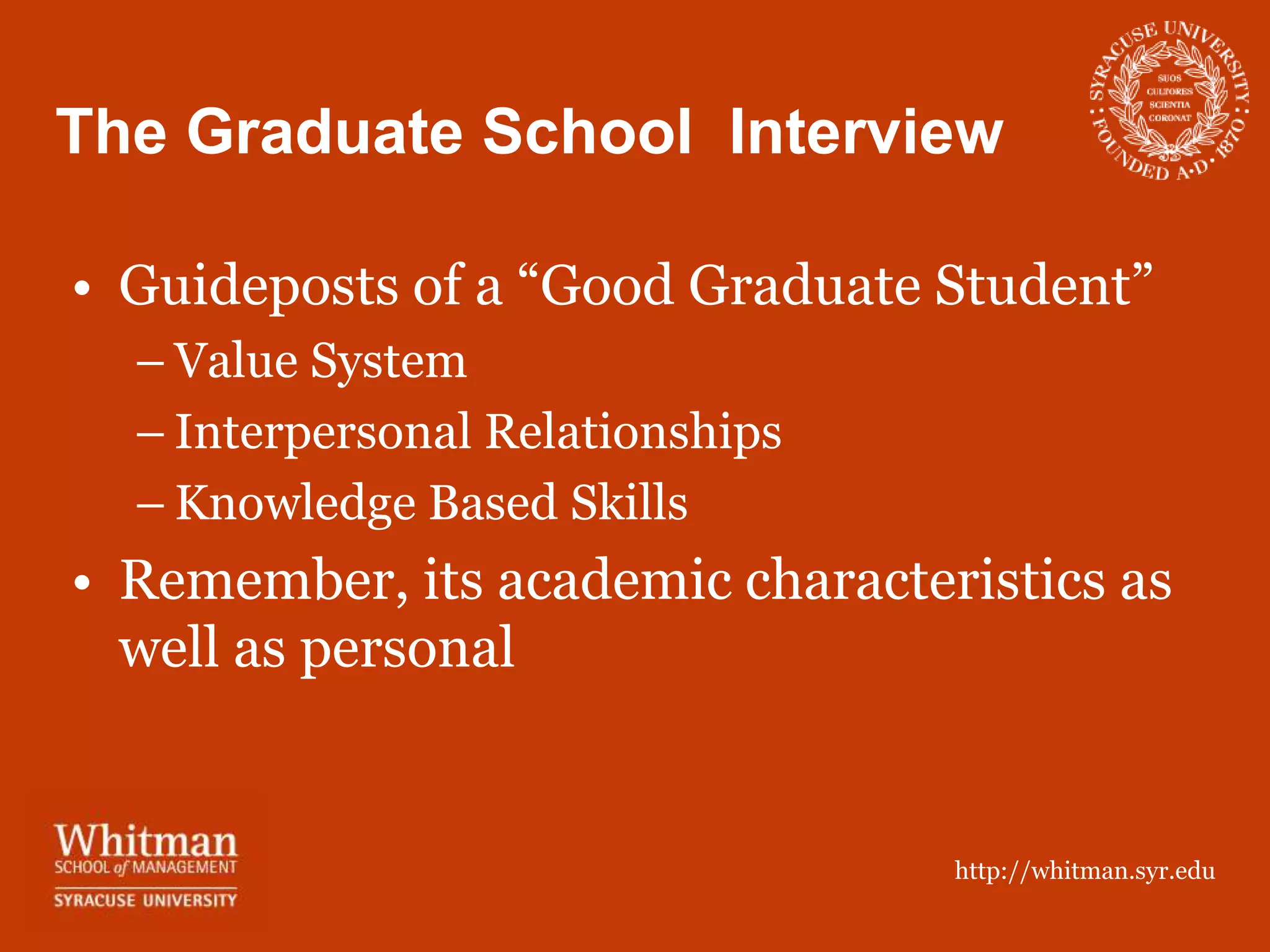 Getting into graduate school: The application | PPTX