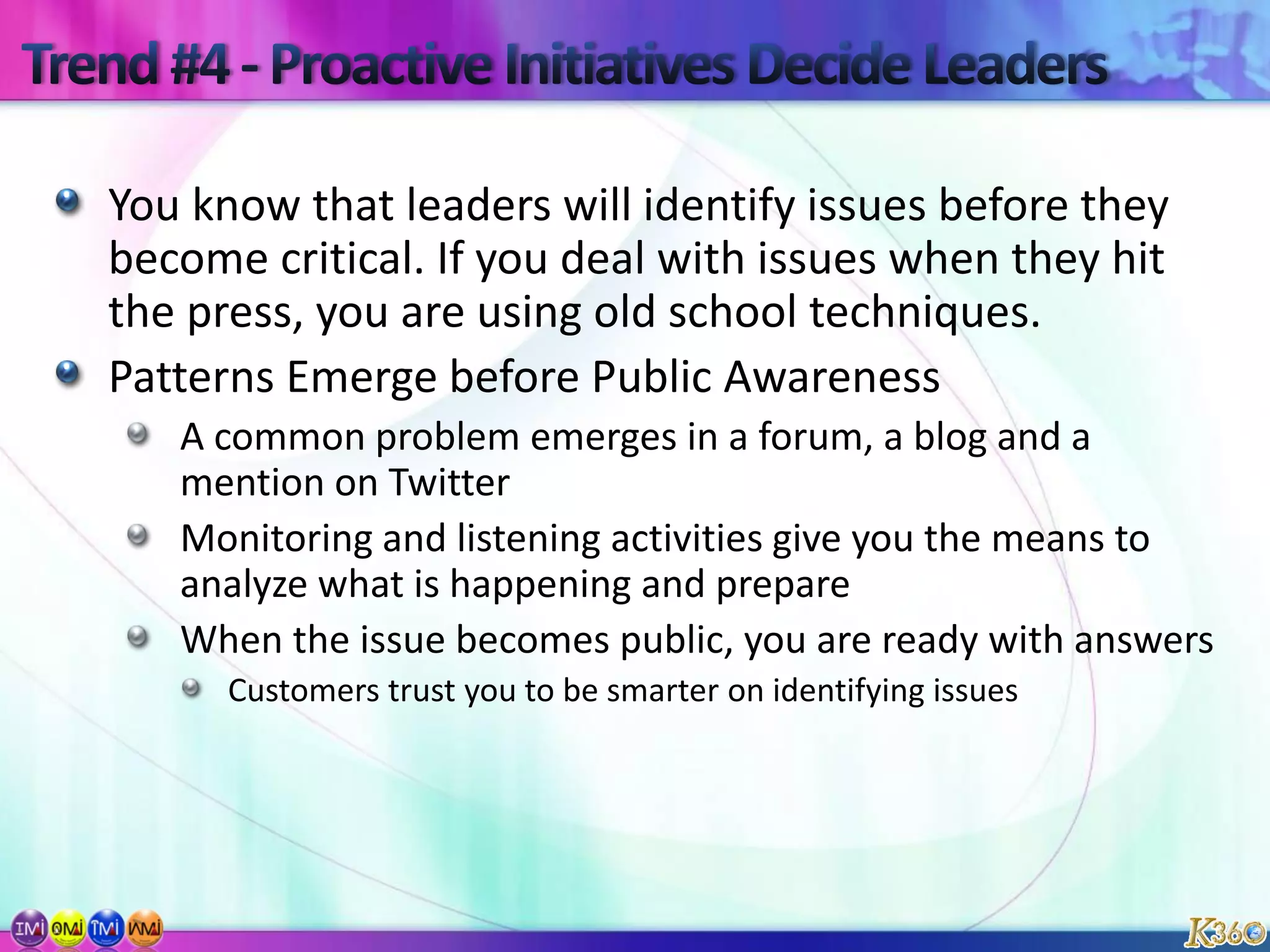 Trend #4 - Proactive Initiatives Decide Leaders