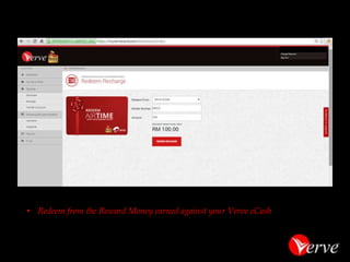 •Redeem from the Reward Money earned against any of your cards 
•Enter the Mobile Number 
•Enter the Amount (please note that the amount entered should not exceed your Reward Money earned against the selected card. 
•Click “Redeem Recharge” to complete the top up 
Redeem by Airtime Recharge  