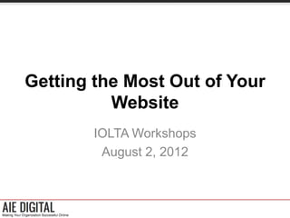 Getting the Most Out of Your
          Website
        IOLTA Workshops
         August 2, 2012
 