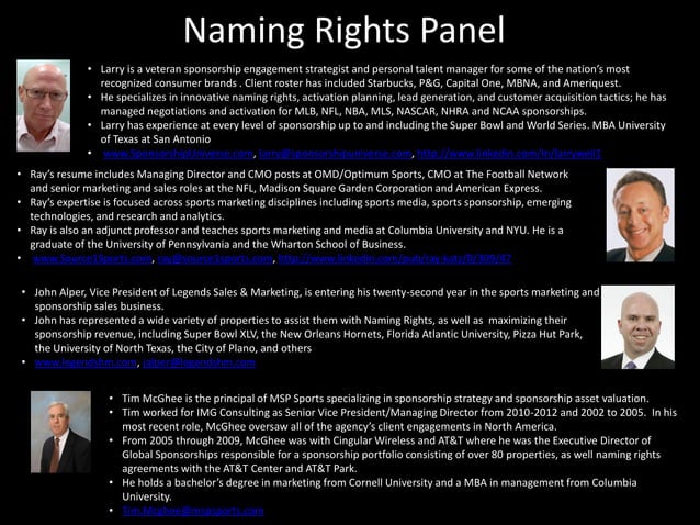Naming Rights Powerpoint Getting Naming Rights, Right | PDF | Business Expos & Conferences | Events
