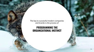 54
The key to successful modern companies
and brands is the process of
PROGRAMMING THE
ORGANIZATIONAL INSTINCT
 