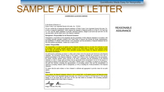 SAMPLE AUDIT LETTER
QuickBooks Made Easy for Nonprofits
REASONABLE
ASSURANCE
 