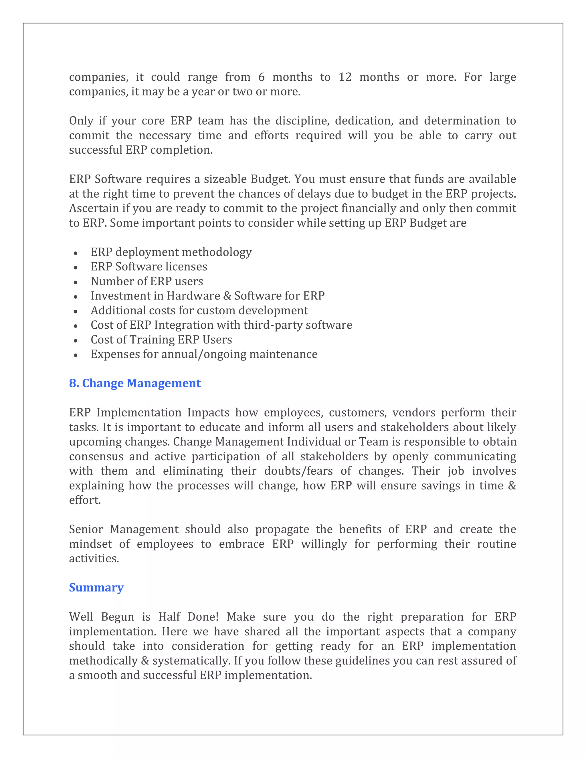 Getting Ready for ERP Implementation | PDF