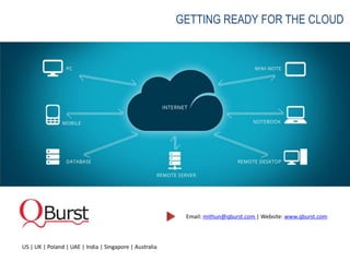 GETTING READY FOR THE CLOUD




                                                          Email: mithun@qburst.com | Website: www.qburst.com



US | UK | Poland | UAE | India | Singapore | Australia
 
