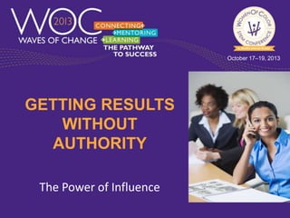 October 17–19, 2013

GETTING RESULTS
WITHOUT
AUTHORITY
The Power of Influence

 