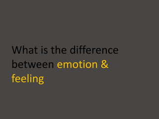 What is the difference
between emotion &
feeling
 