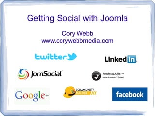 Getting Social with Joomla
         Cory Webb
   www.corywebbmedia.com
 