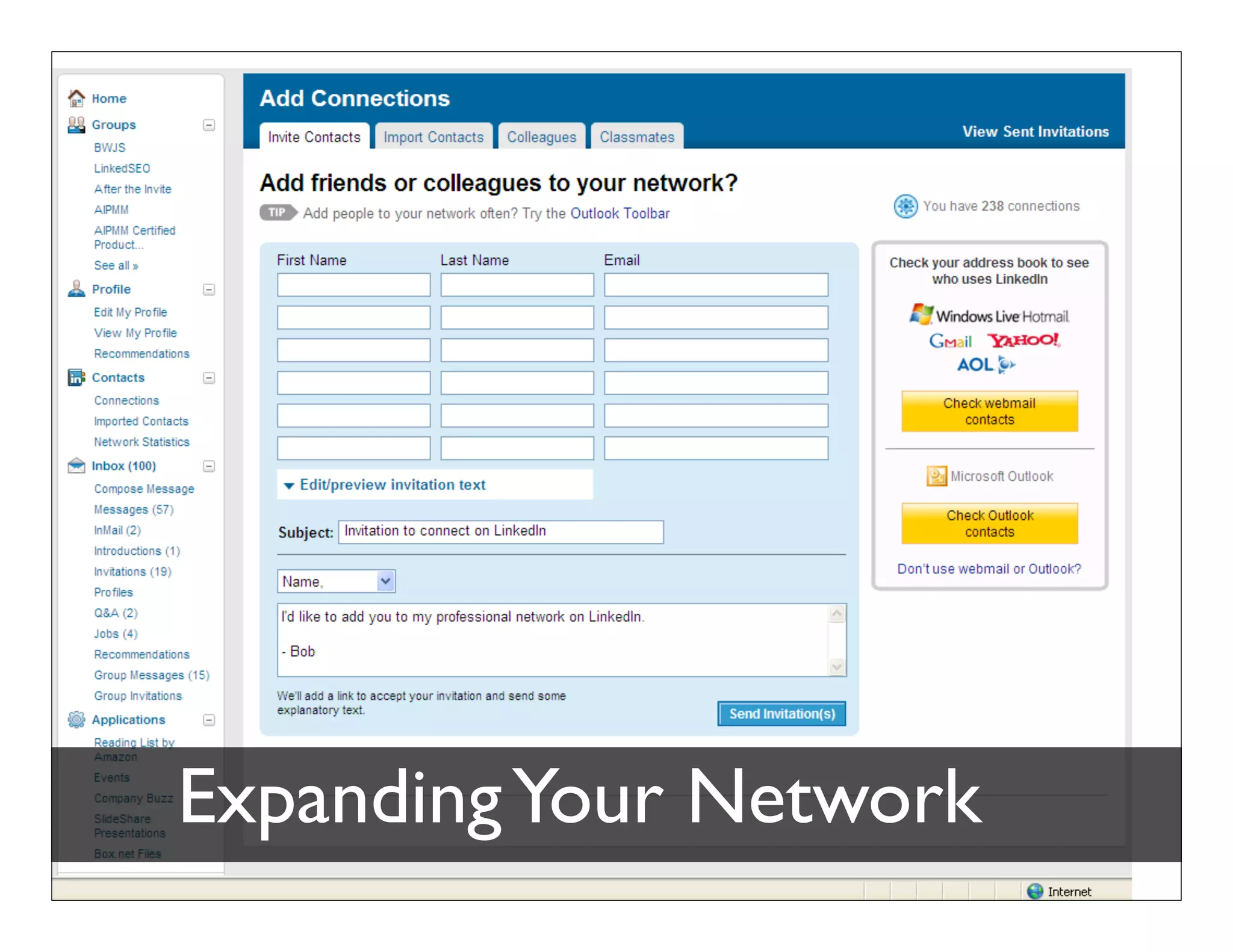 Contacts Translate into Leads

  Find
  Invite or
  Request Introduction
  Connect!




 Bob Coppenhaver – Strategic Marketing & Product Management
 