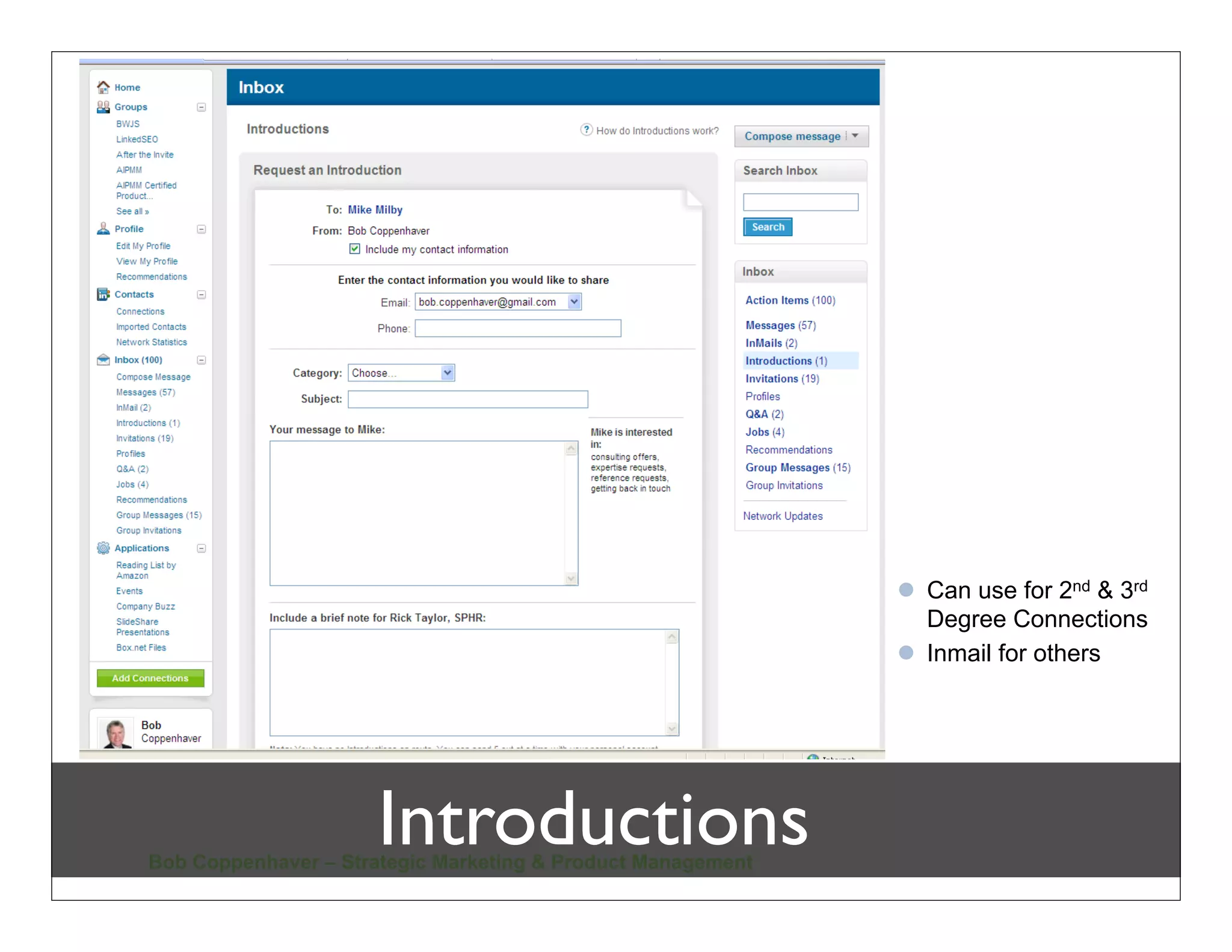 Connections
Bob Coppenhaver – Strategic Marketing & Product Management
 