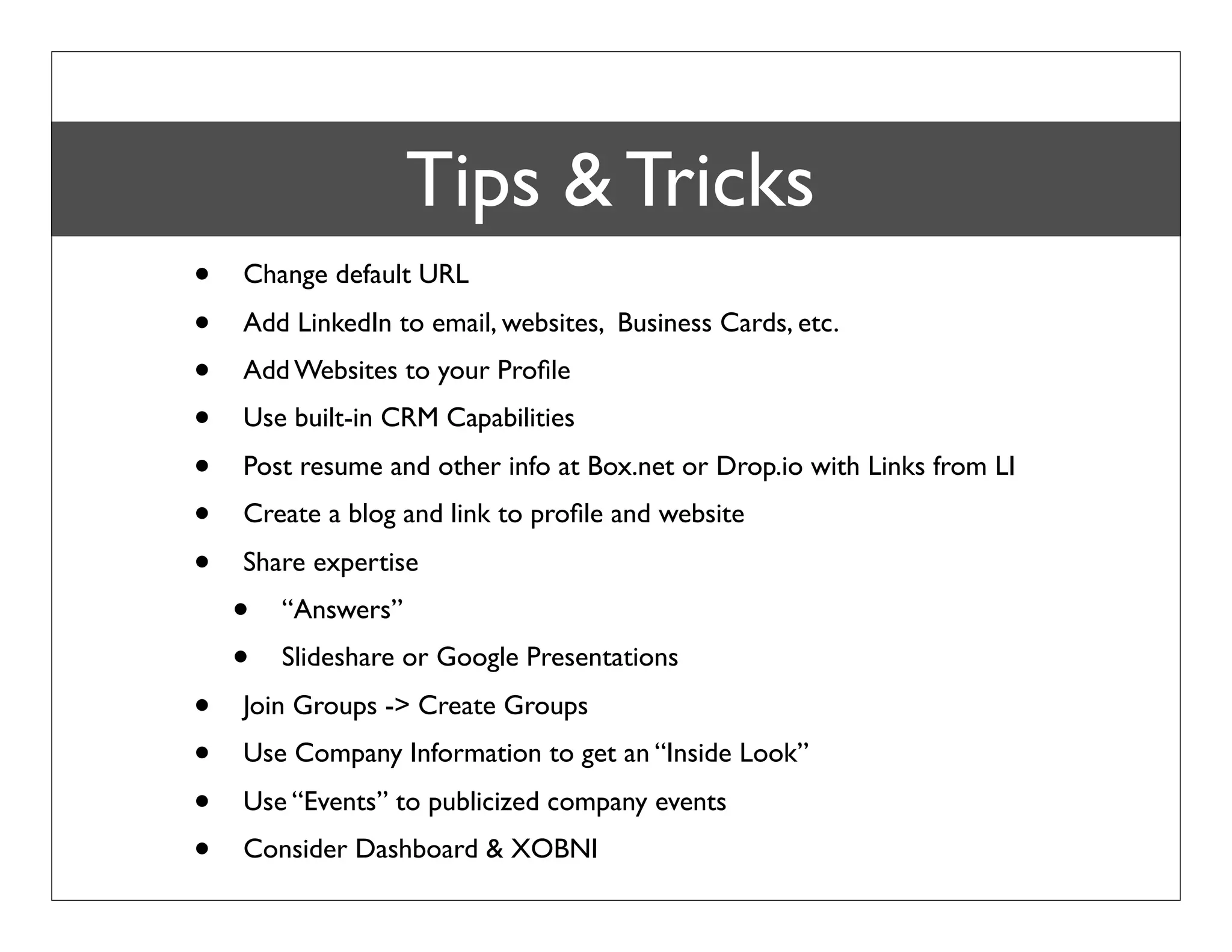 LinkedIn Outlook Dashboard
Bob Coppenhaver – Strategic Marketing & Product Management
 