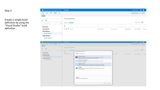 Step 2
Create a simple build
definition by using the
“Visual Studio” build
definition
 