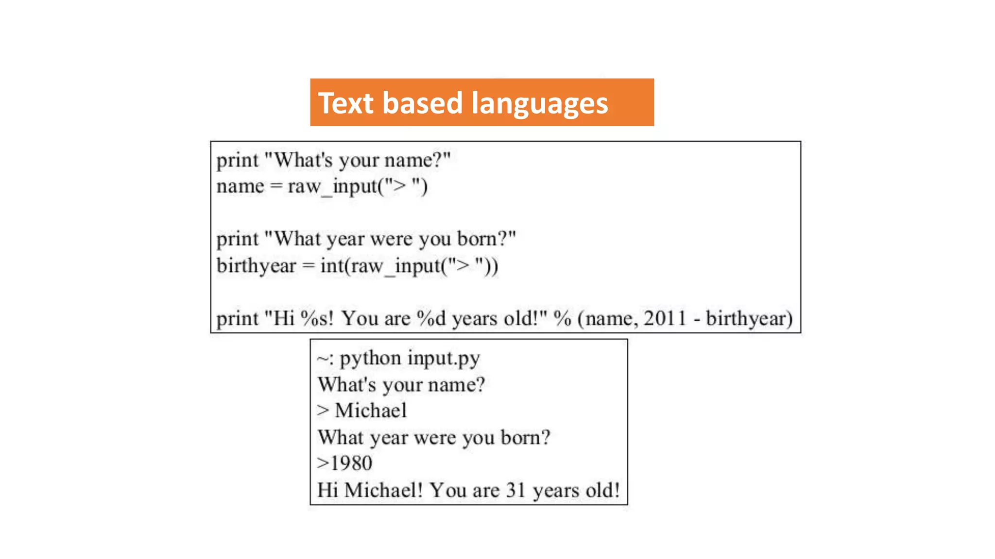 Text based languages