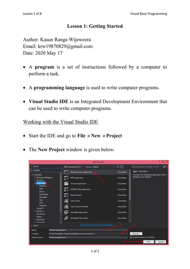 Getting started with visual basic programming
