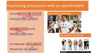 Expressing possession with an aposthrophe
MY brother’s girlfriends
My brothers’ girlfriends
 