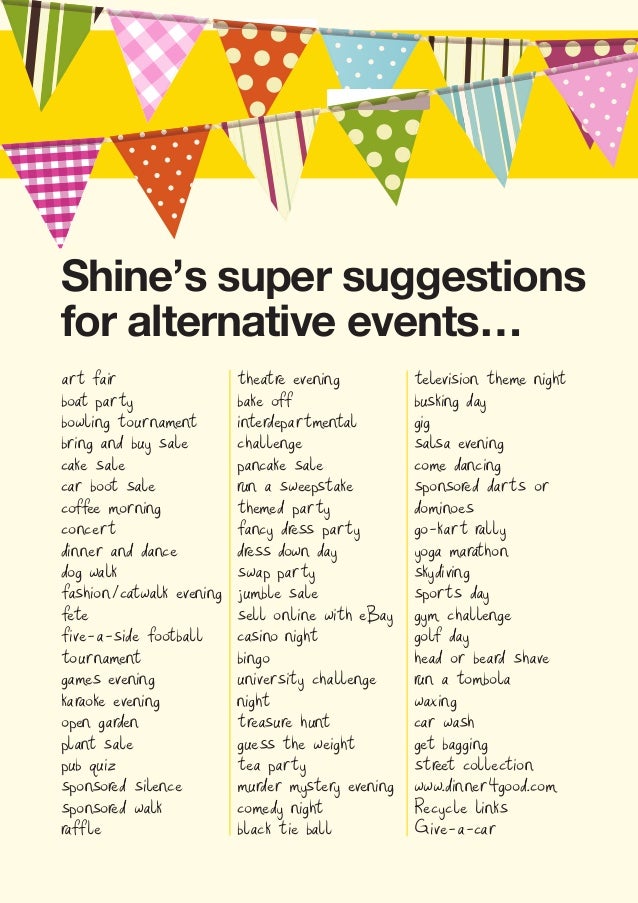 fundraising for shine charity spinabifida hydrocephalus bake sale name ideas