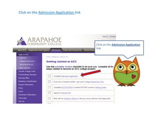 Click on the Admission Application linkClick on the Admission Application link