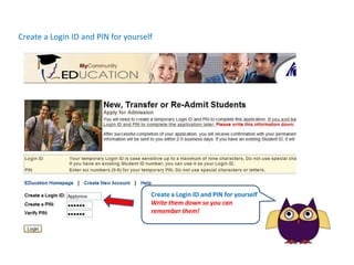 Create a Login ID and PIN for yourselfCreate a Login ID and PIN for yourselfWrite them down so you can remember them!