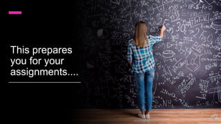 This prepares
you for your
assignments....