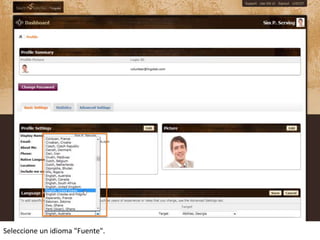 Seleccione un idioma "Fuente".