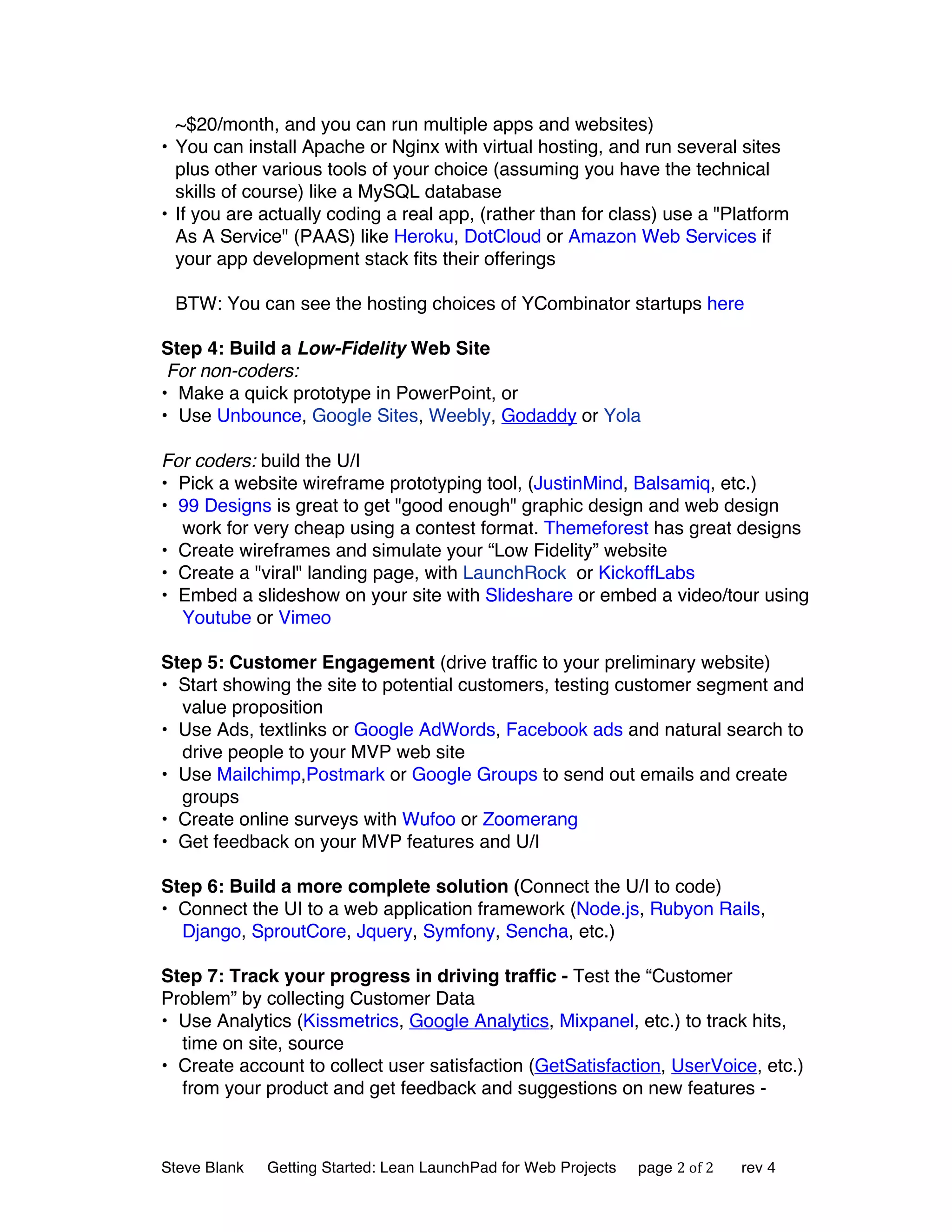 Getting started for lean launch pad web projects rev4 | PDF