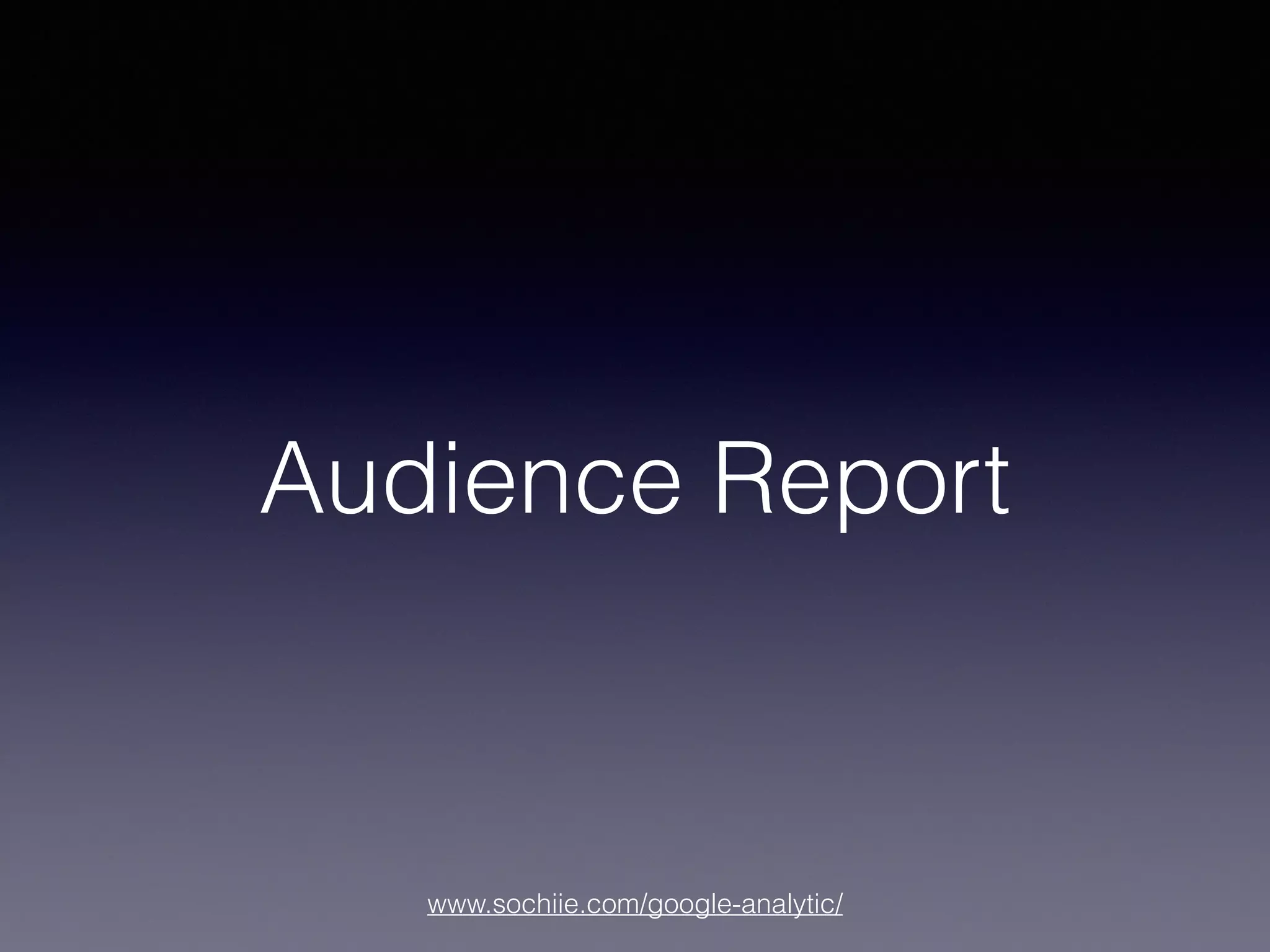 www.sochiie.com/google-analytic/
Audience Report
 