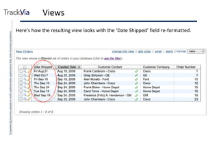 Views Here’s how the resulting view looks with the ‘Date Shipped’ field re-formatted. 
