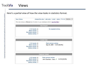 Views Here’s a partial view of how the view looks in statistics format. 