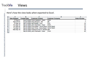 Views Here’s how the view looks when exported to Excel. 