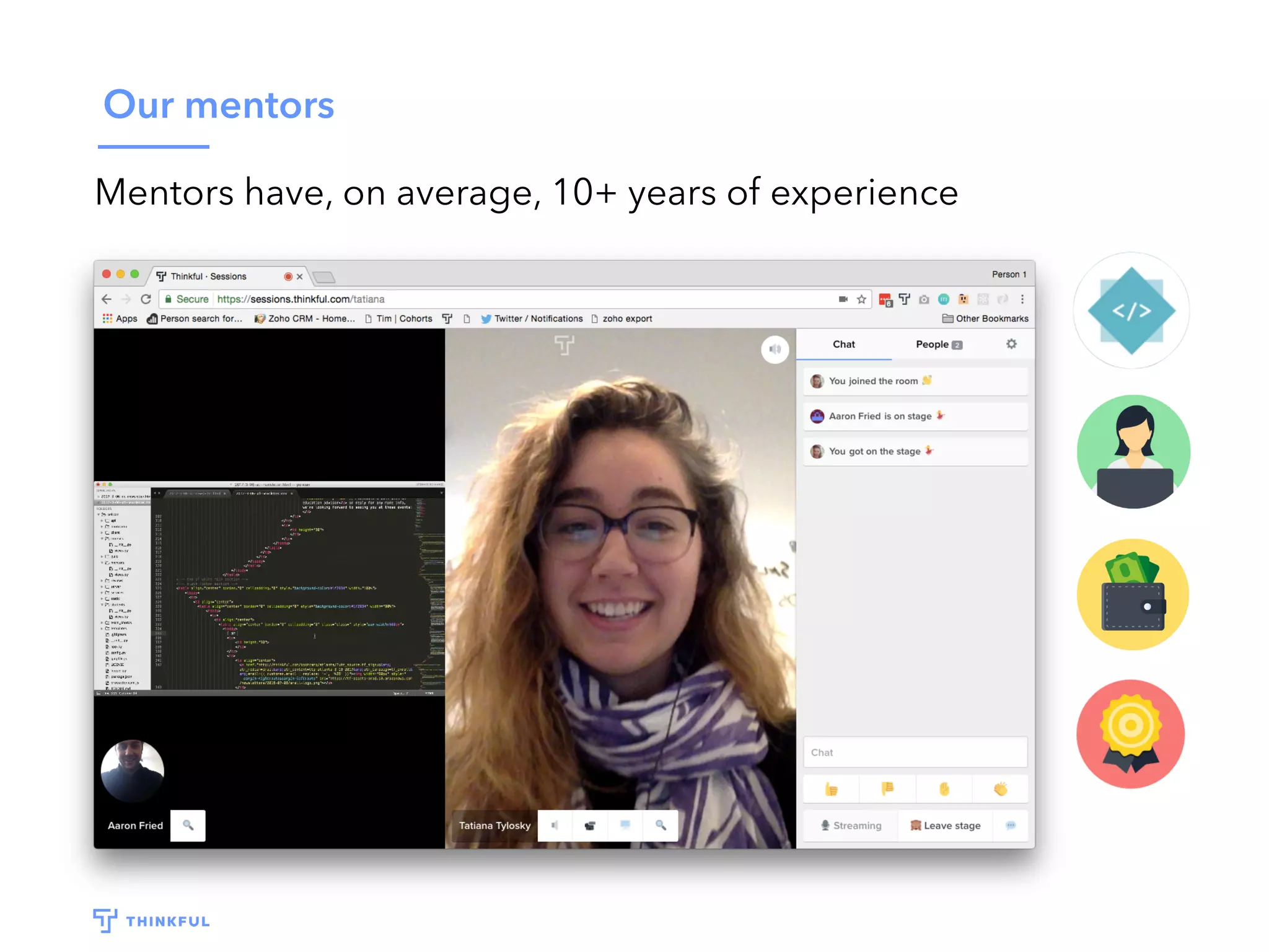 1-on-1 mentorship enables ﬂexibility
325+ mentors with an average of 10
years of experience in the ﬁeld
 