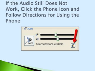 If the Audio Still Does Not Work, Click the Phone Icon and Follow Directions for Using the Phone